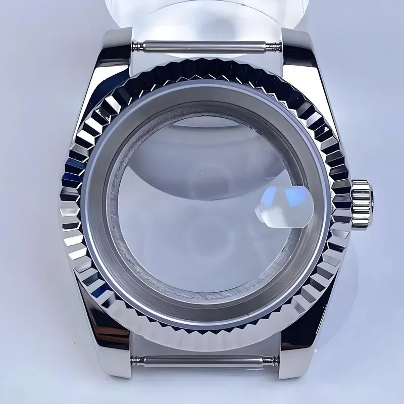 Fluted Bezel Sapphire Glass Stainless Steel Watch Case