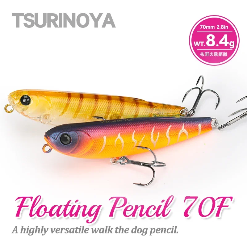 

TSURINOYA Dog-X FLICKER 70F Topwater Pencil 70mm 8.4g Surface Walker Fishing Lure Artificial Bass Pike Trout Ajing Hard Baits