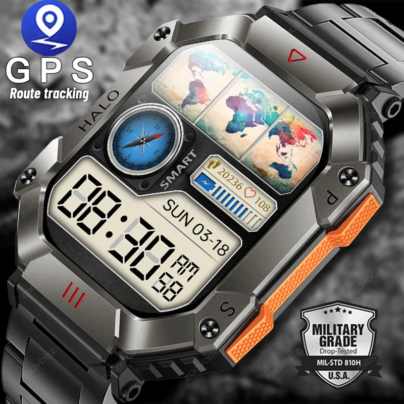 

Outdoor Military Grade Smart Watch Men BT Call GPS Tracker Sport Watches Women Long Standby IP67 Waterproof Smartwatch 2023 New