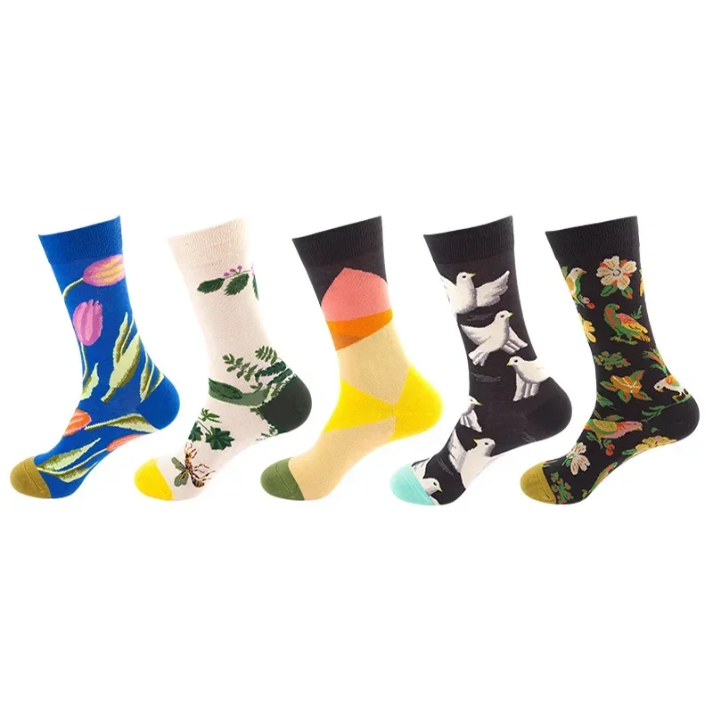 Men's Cotton Dress Socks Collection - Trendy & Fun 5-Pair Gift Set for Wholesale & Dropshipping