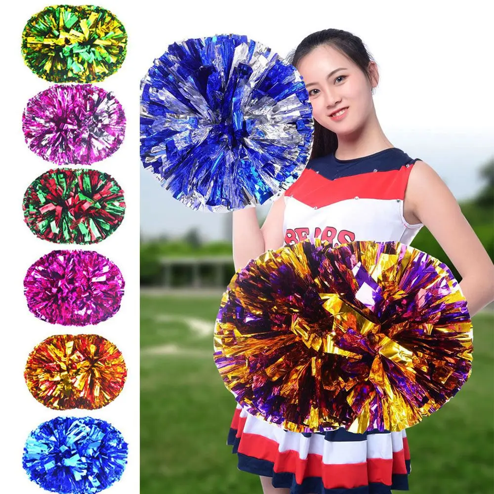 Cheerleading Pom Poms Costume Double hole handle Fancy Cheerleader Pom Poms Dance Party Decorator Cheerleading Cheering Ball Club Sport Supplies