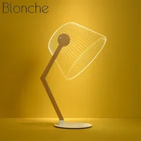 3D Effect Stereo Vision LED Desk Lamp Wood Support Acrylic Lampshade LED Light Living Room Bedroom Reading Lamp with USB Plug 2