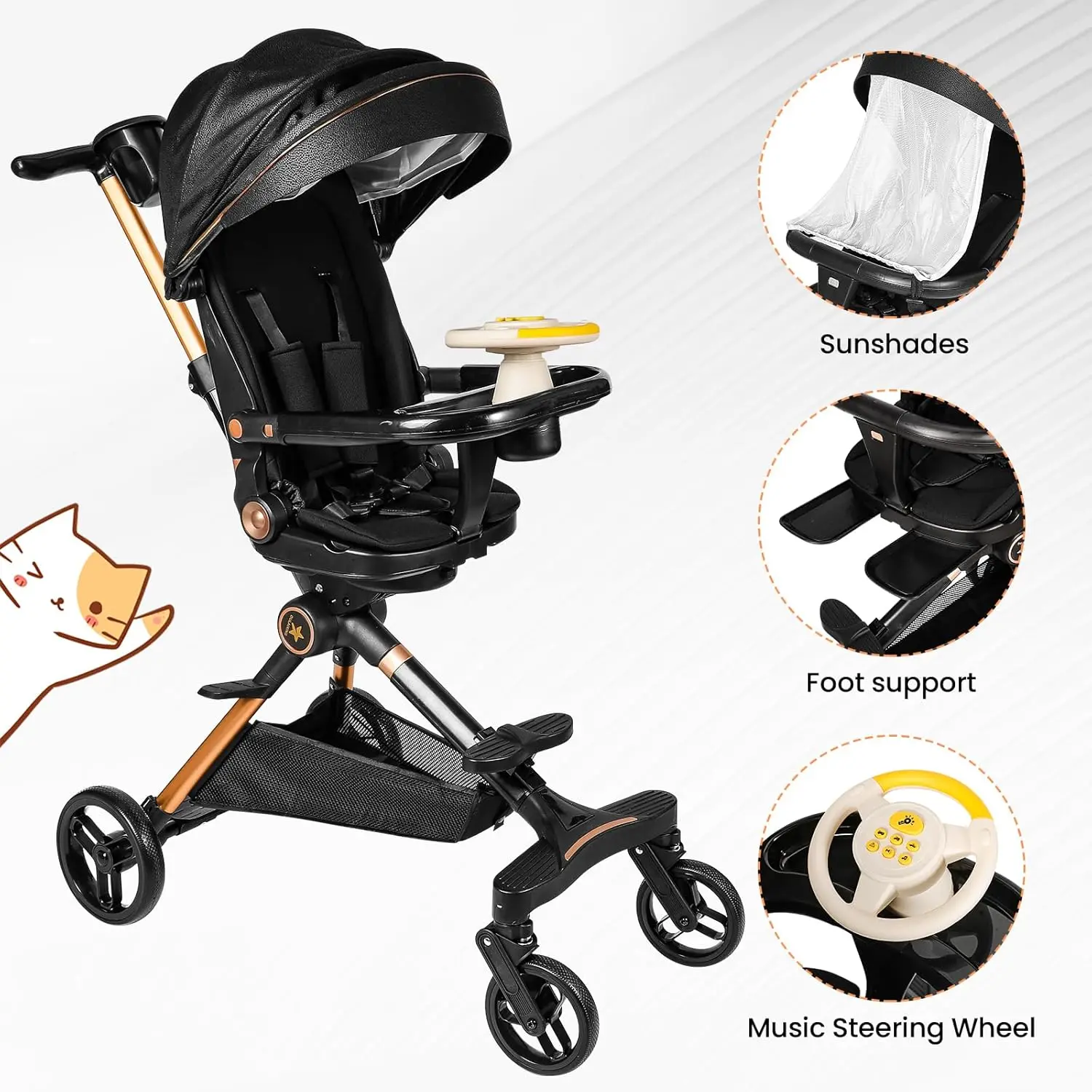 Lightweight Stroller with Bassinet Mode