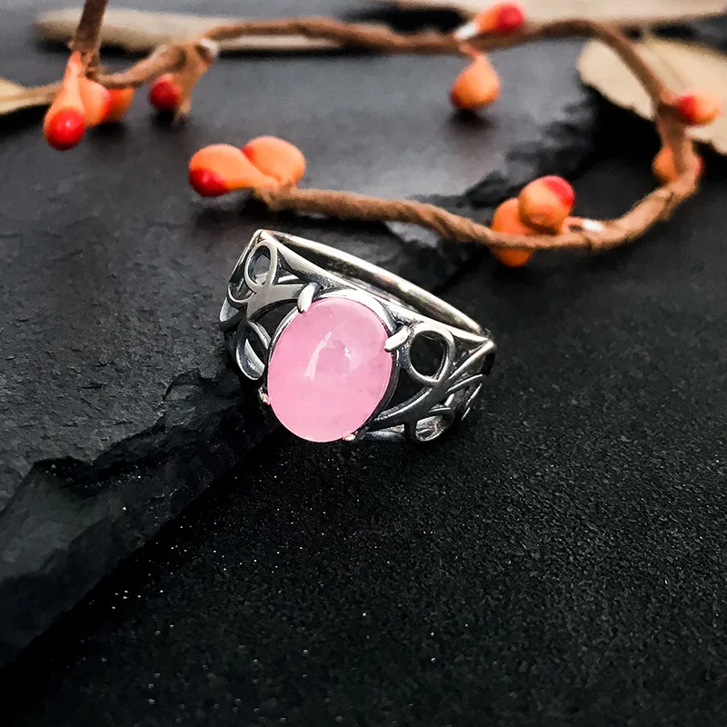 Elegant Green Jade Gemstone Silver Ring - Vintage Style Women's Fine Jewelry