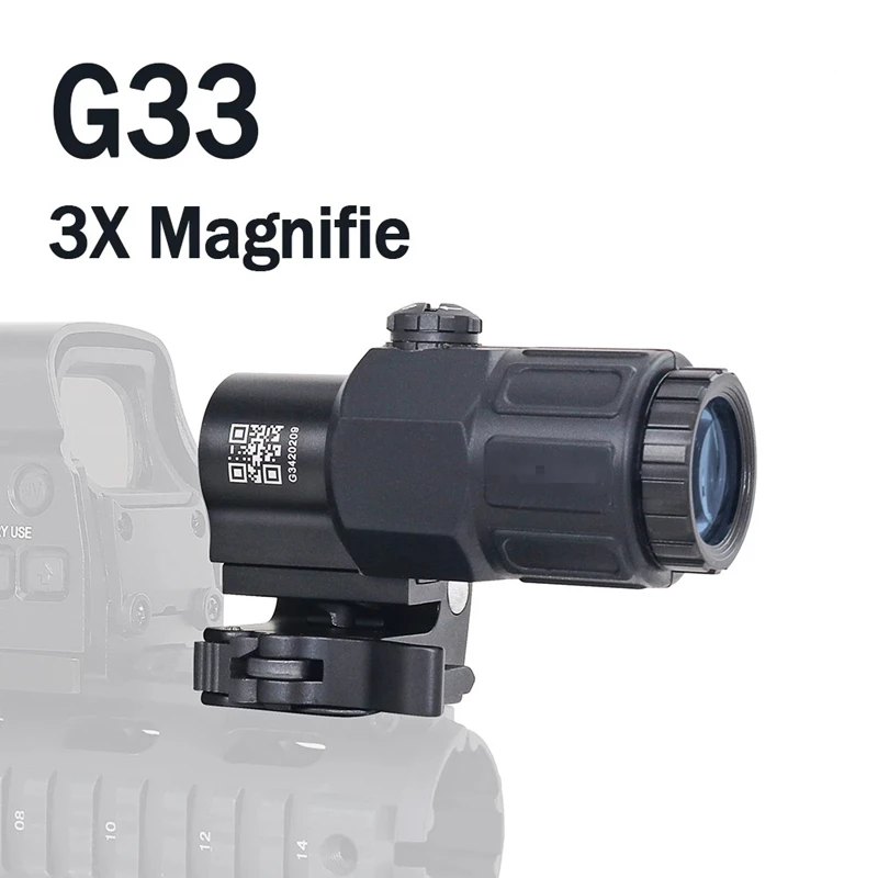 

Hunting sight G33 G43 Airsoft 3X Magnifier With Switch To Side QD Mount for hunting black and gold sand color