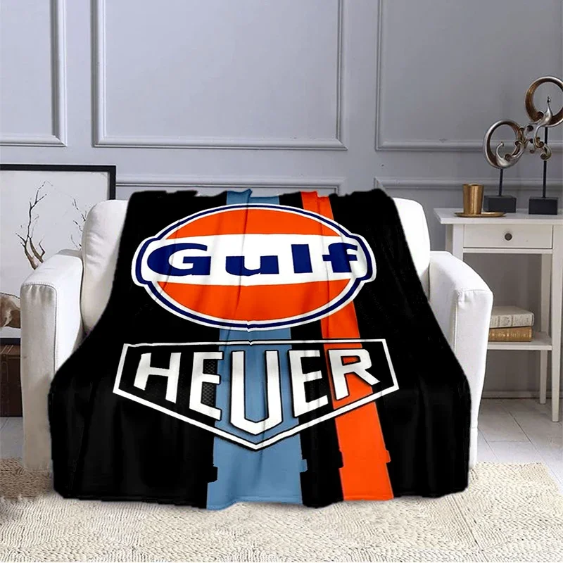 

GULF motorcycle logo printed fashionable blanket, soft and comfortable warm blanket, travel, home bed sofa cover blanket, gift