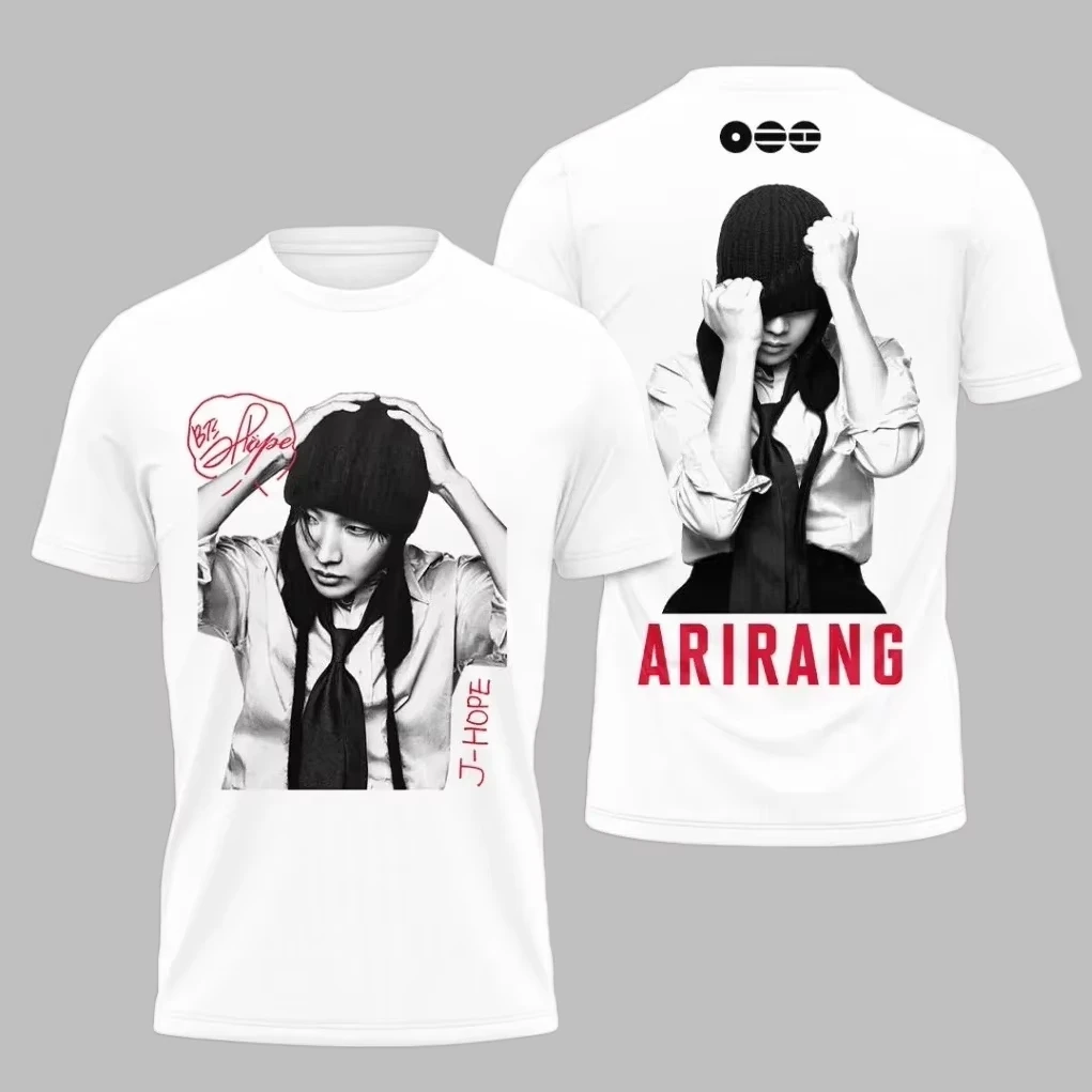 2026 BTT Arirang Grafik-T-Shirt für Männer und Frauen, Sommer-Baumwoll-T-Shirt, Modisches, Hochwertiges Kurzarm-Oberteil, Streetwear, Unisex