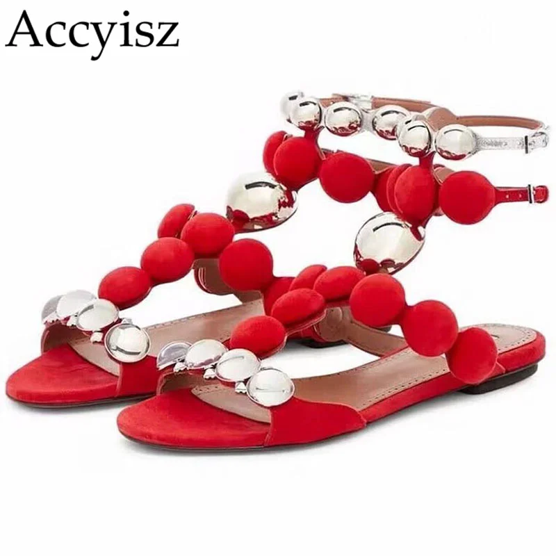 

Flat Shoes Summer Ball Crystal Decor Sandals Women's Open Round Toe Casual Sandalias Comfort Outdoor Vacation Party Beach Shoes