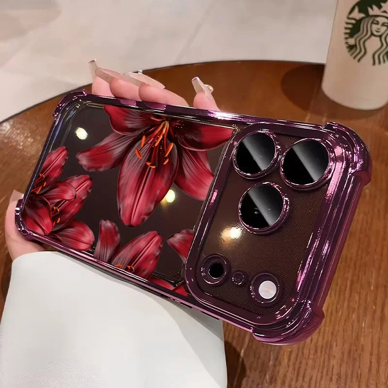 Luxury Burgundy Cherry Plating Phone Case