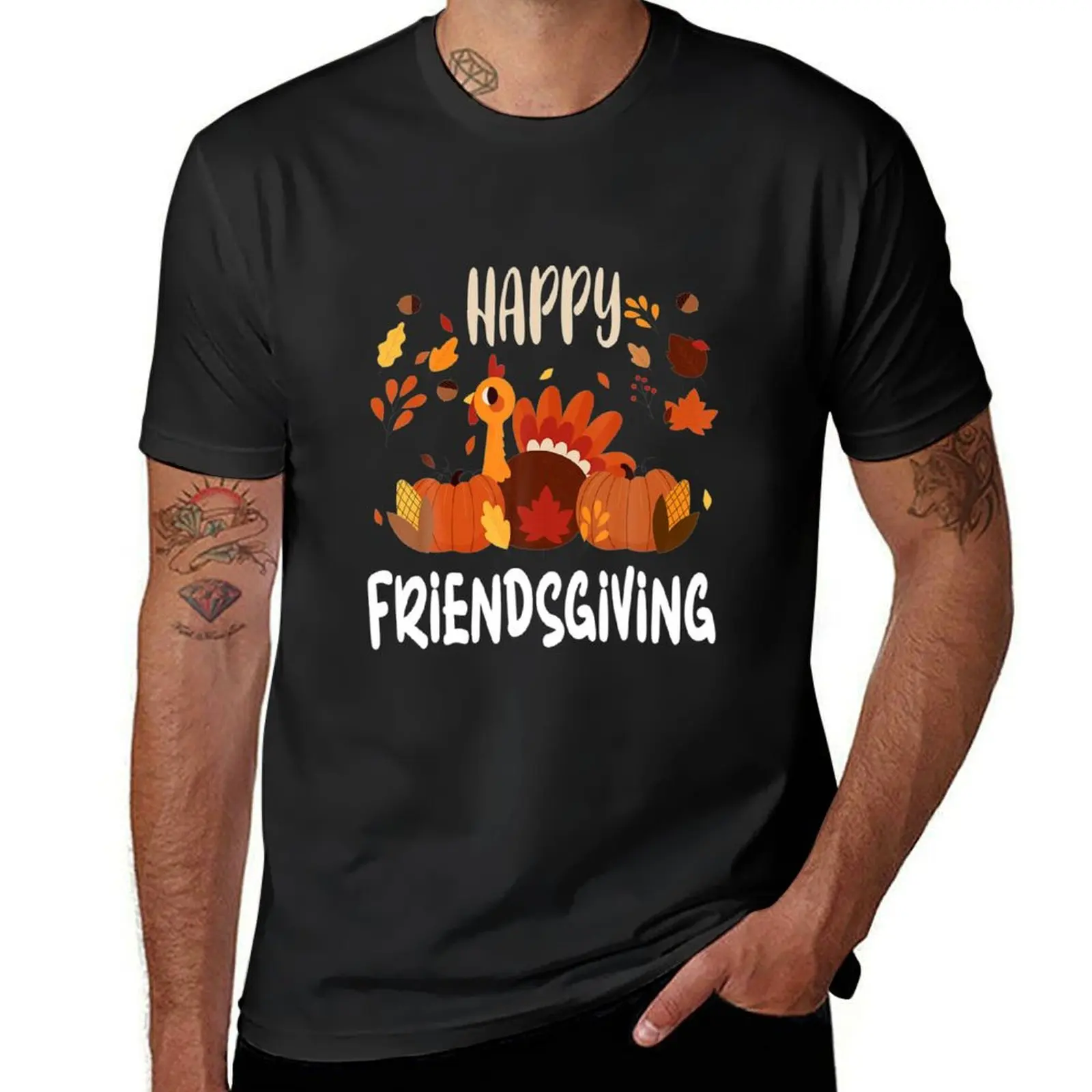 

Happy Friendsgiving Thanksgiving Turkey Design Fall Adults T-Shirt funnys tops anime anime clothes big and tall t shirts for men