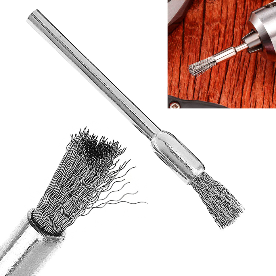 Mini Stainless Steel Wire Brush with Handle for Rotary Tool Polishing Brush Grinding Welding Stain Rust Cleaning Tool