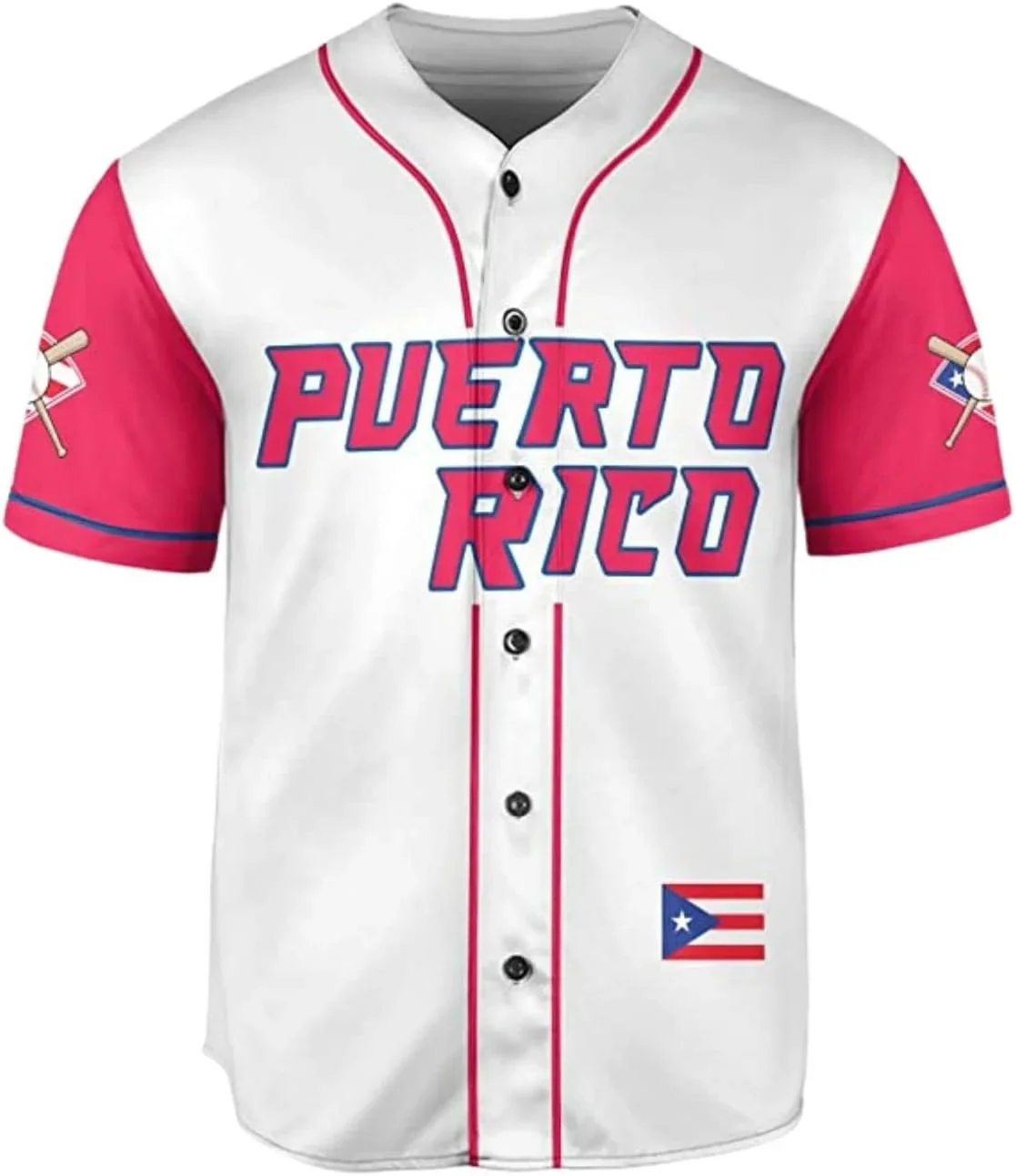 Passen Sie den Namen an, Puerto Rico-Flagge und Wappen, 3D-gedruckt, modisches Herren-Baseball-Shirt, Sommer, Straße, Unisex, Baseball-Trikot KZ23 – Detail 8