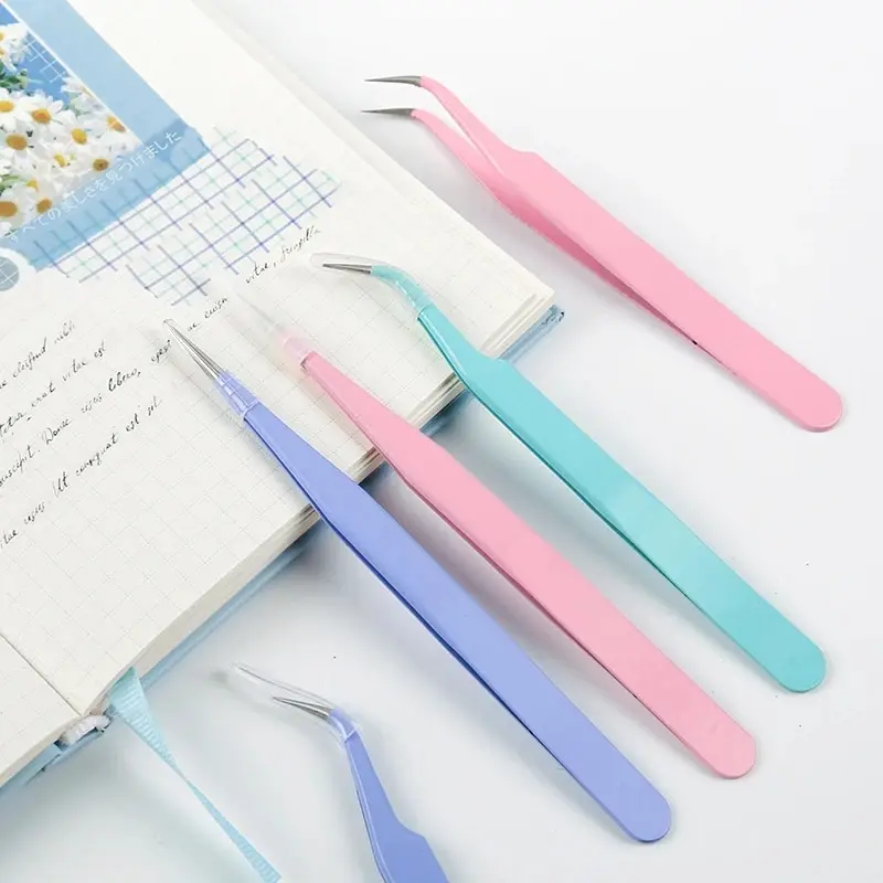8Style Candy-colored Tweezers Creative Stainless Steel High Elastic Clips