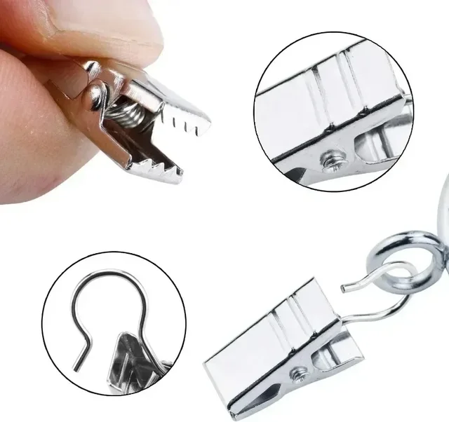 Mini Clips de rideau en métal avec crochet, 10 à 100 pièces, crochet de draperie en fer massif en acier inoxydable, accessoires durables pour fenêtre de maison, décoration de maison 6