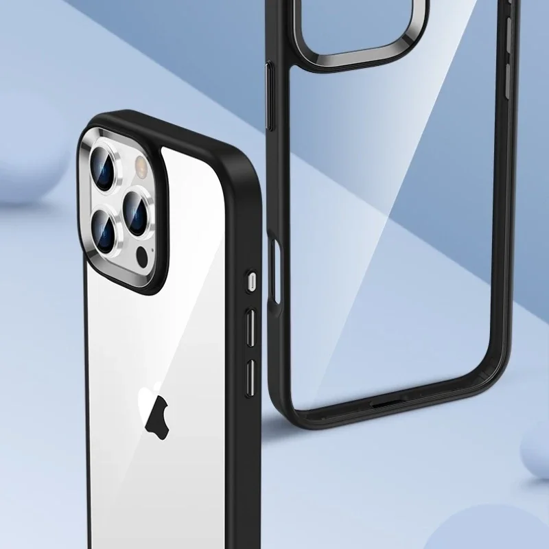Luxury Transparent Phone Case with Metal Buttons - Desert Titanium Gold Cover