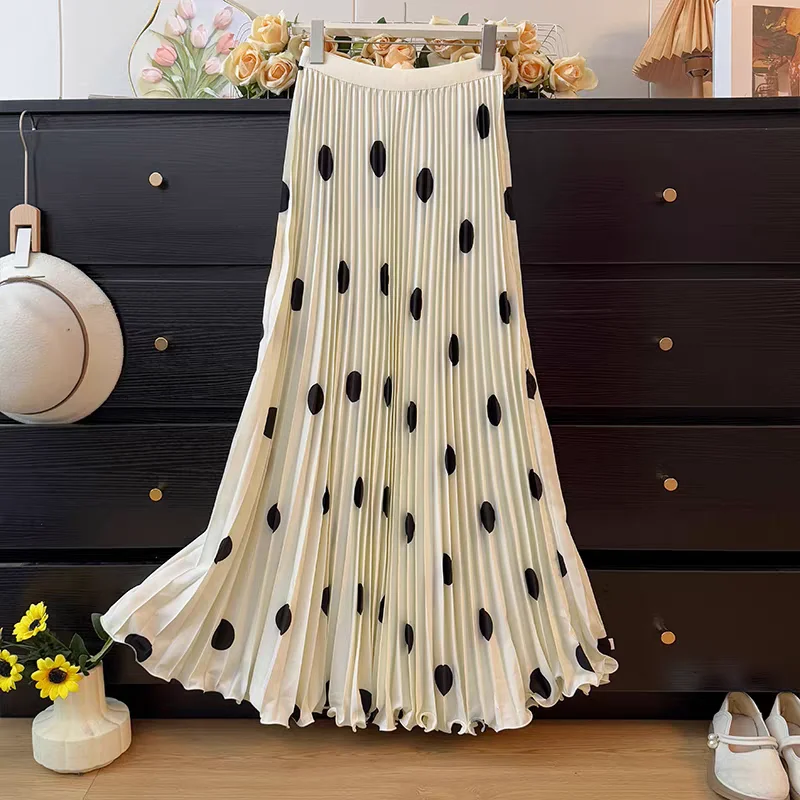 Sweet & Vintage A-Line Pleated Skirts for Tall Women - 2026 Spring Summer High Waist Flowy Skirt