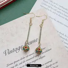  Handmade Niche Nepal Exotic Style Colorful Bohemian Earrings Tibetan Minority Dangle Vintage Retro Simple Earrings 