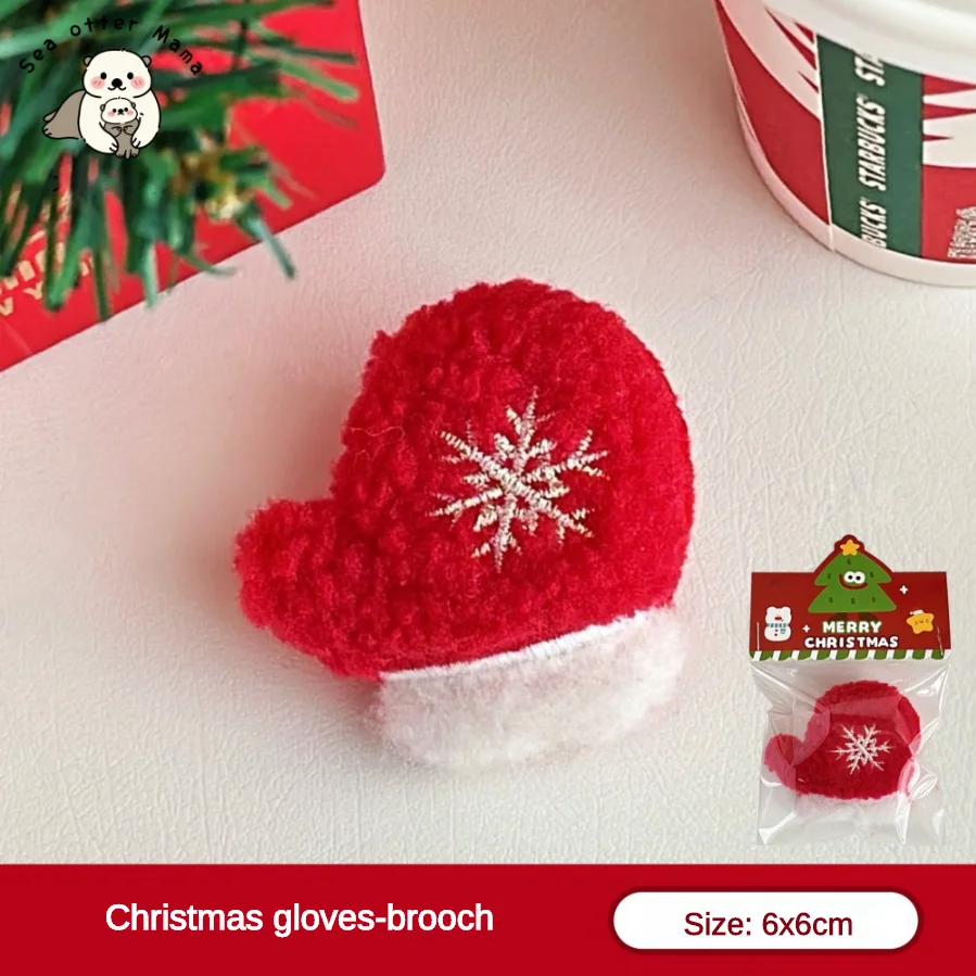 1/6 Stück Weihnachts-Plüschbrosche, vielseitige Tasche, Zubehör, Handschuhe, Kleidung, Dekoration – Detail 13