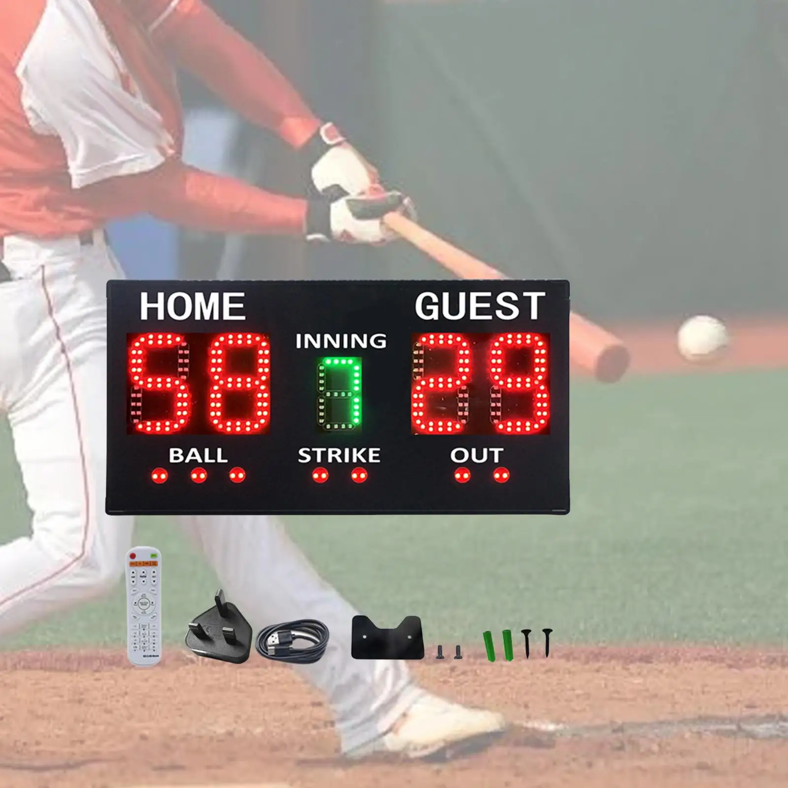 Digital Baseball Scoreboard with Remote Professional Score Inning Ball Strike Out LED Baseball Scoreboard for Competition Fence Digital Baseball Scoreboard with Remote Professional Score Inning Ball Strike Out LED Baseball Scoreboard for Competition Fence