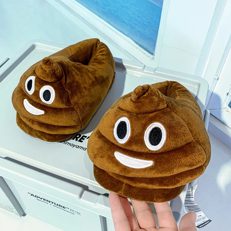 Hot Sale Cartoon Funny Slippers Men Women Home Poop Shoes Winter Warm Soft Slippers Men Cute Indoor Slides Unisex House Slippers