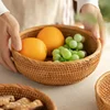 Round Rattan Woven Basket, Wicker Fruit Basket, Bread Food Kitchen Home Decor Organizer, Breadbasket For Kitchen 4