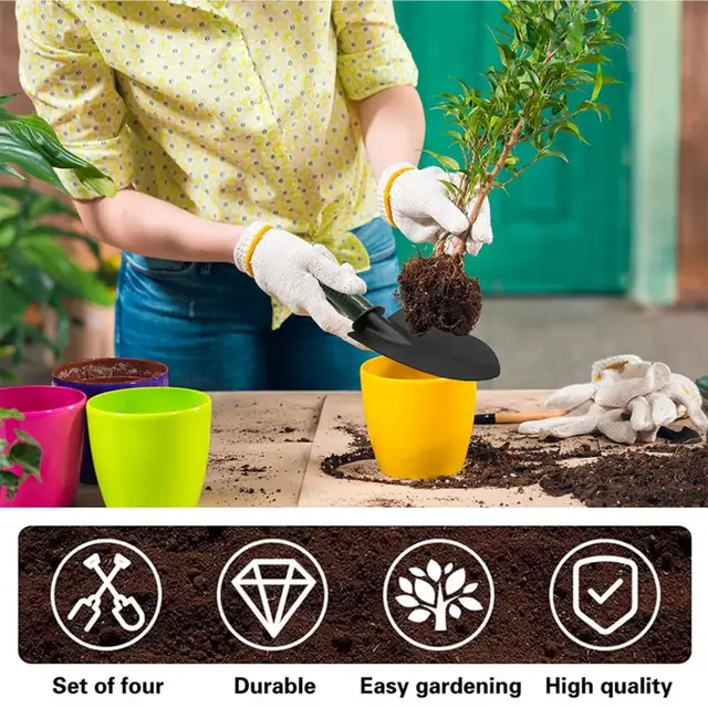 4Db Kertészeti Szerszámok Kezelje Az Acél Húzószalag -Transzplanter Keskeny/Széles Lapáttal Villa Kerti Kézikönyvet Készletkerti Kiegészítők - Image 3