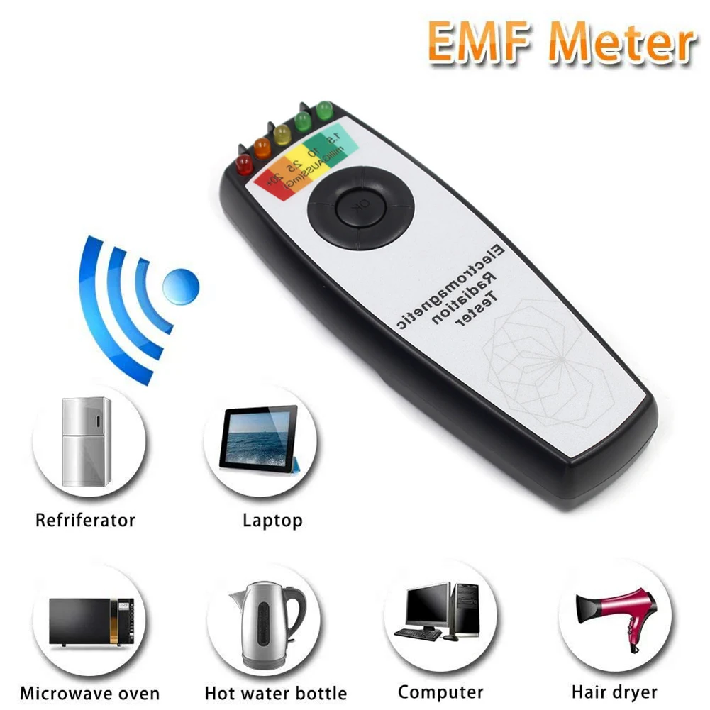 KII K2 Electromagnetic Field EMF Gauss Meter Ghost Hunting Detector Portable EMF Magnetic Field Detector 5 LED Gauss Meter