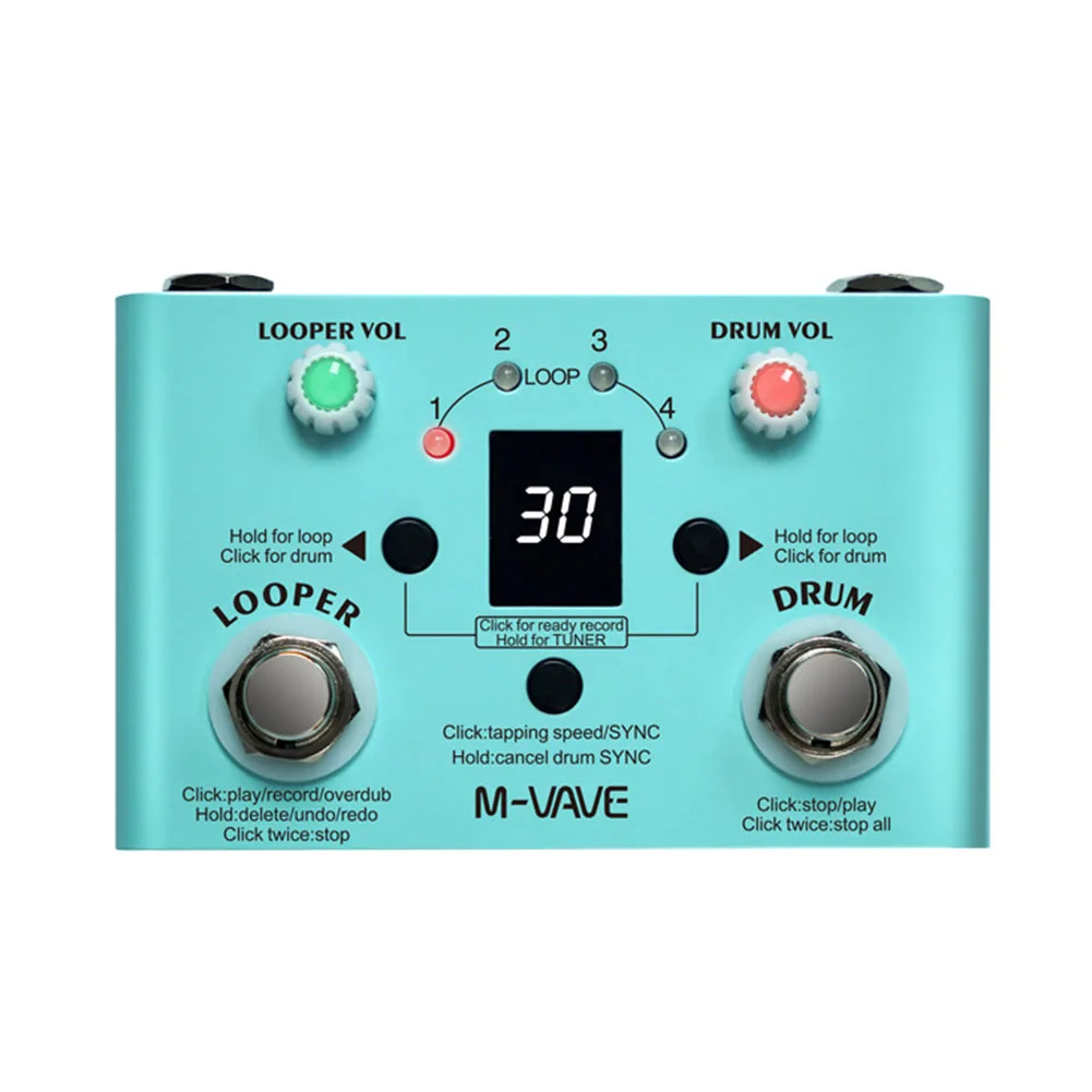 

11 Mins Multi Effect Pedal Multi Effect Pedal 30 Drums Guitar Effect Pedal M-VAVE Recoding Time Tuner V2 Drum Looper