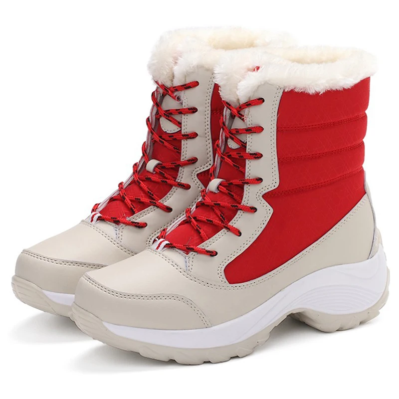 Boots Women's Heels Boots For Winter Shoes Woman Fur Snow Boots Ankle Platform Botas Mujer Combat Short Women Winter Footwear