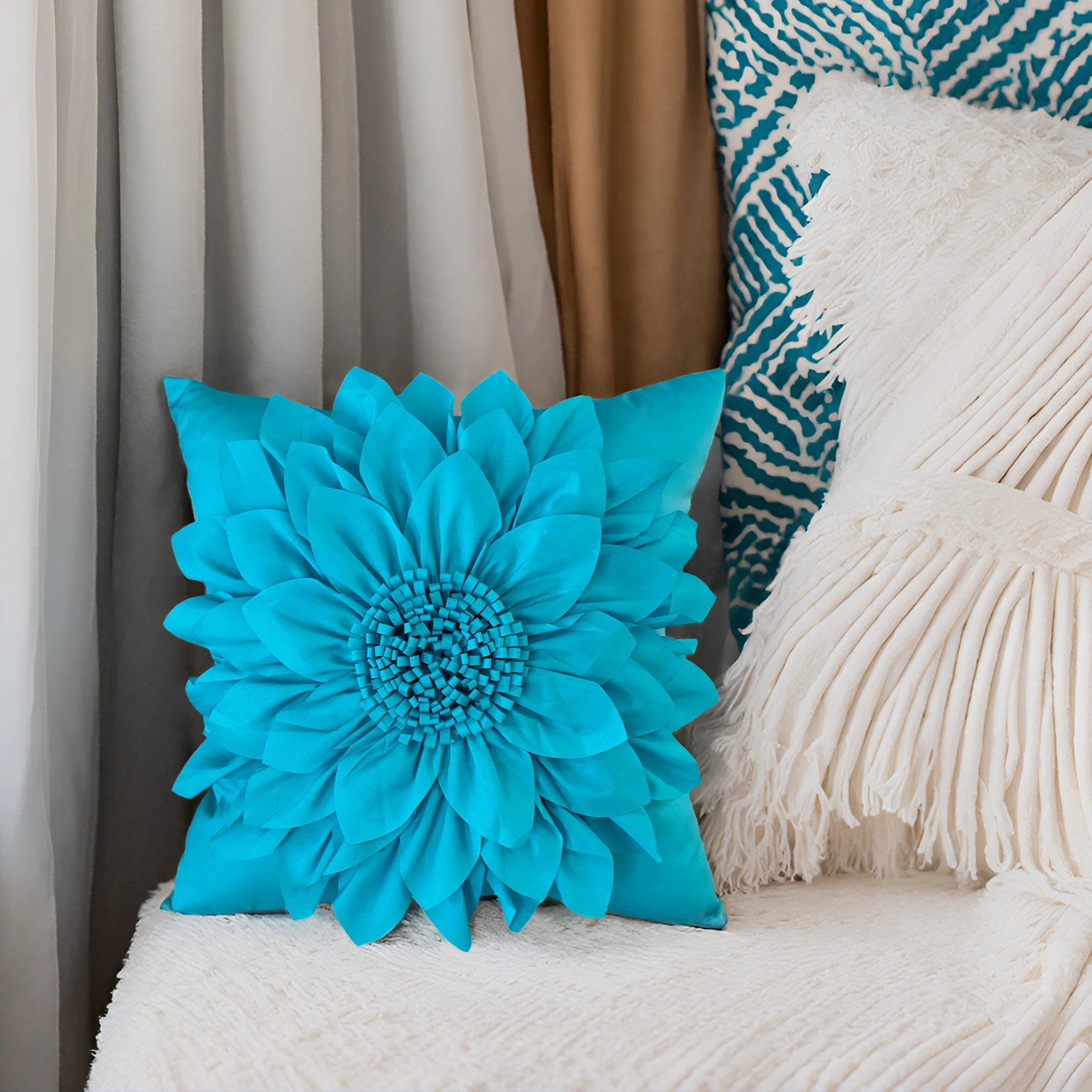 Decorative Cushion Covers For Sofa 3D Sunflower Pillow Cover Bed Couch Bohemia Pillow Case