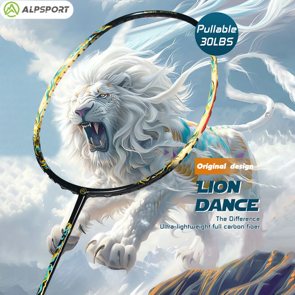 ALP Lion Dance Original Authentic Carbon Fiber Badminton Racket Max 30LBS 6U G5 Lightweight Offensive ALPSPORT SW