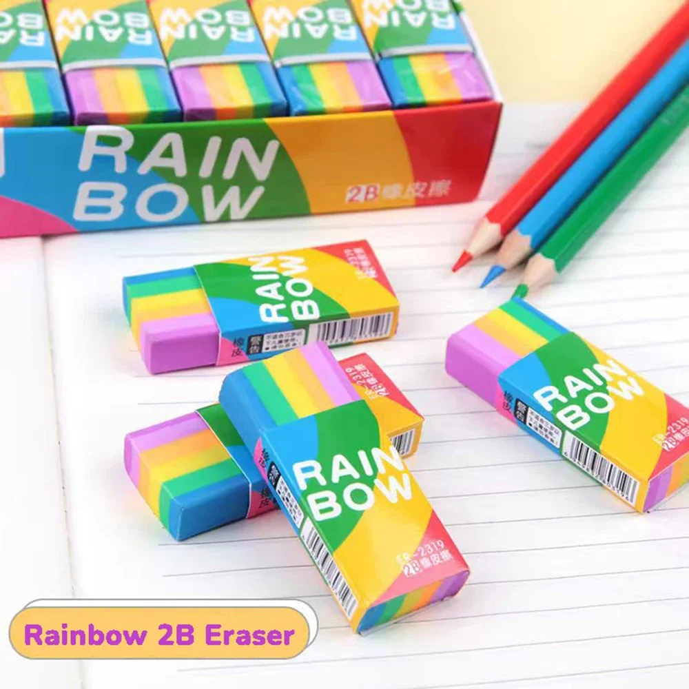 Rainbow Eraser 2B Color Art Pencil Eraser Clean Non-Marking Student Stationery pencil eraser