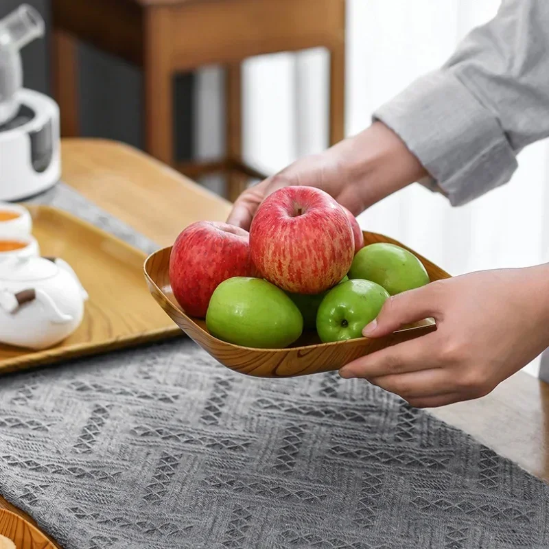 Creative Imitation Wood Grain Plastic Spit Bone Box Afternoon Tea Snack Tray Wood Grain Plate High Value Fruit Plate