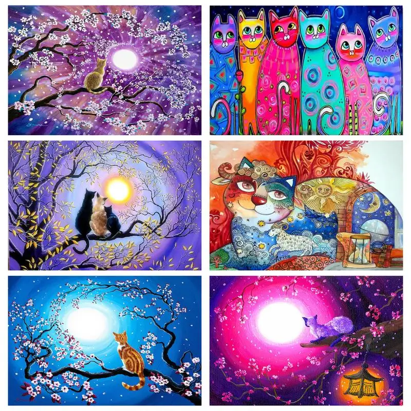 

RUOPOTY Painting By Numbers For Colorful Cat Acrylic paints Animal Painting Decor Wall Decor