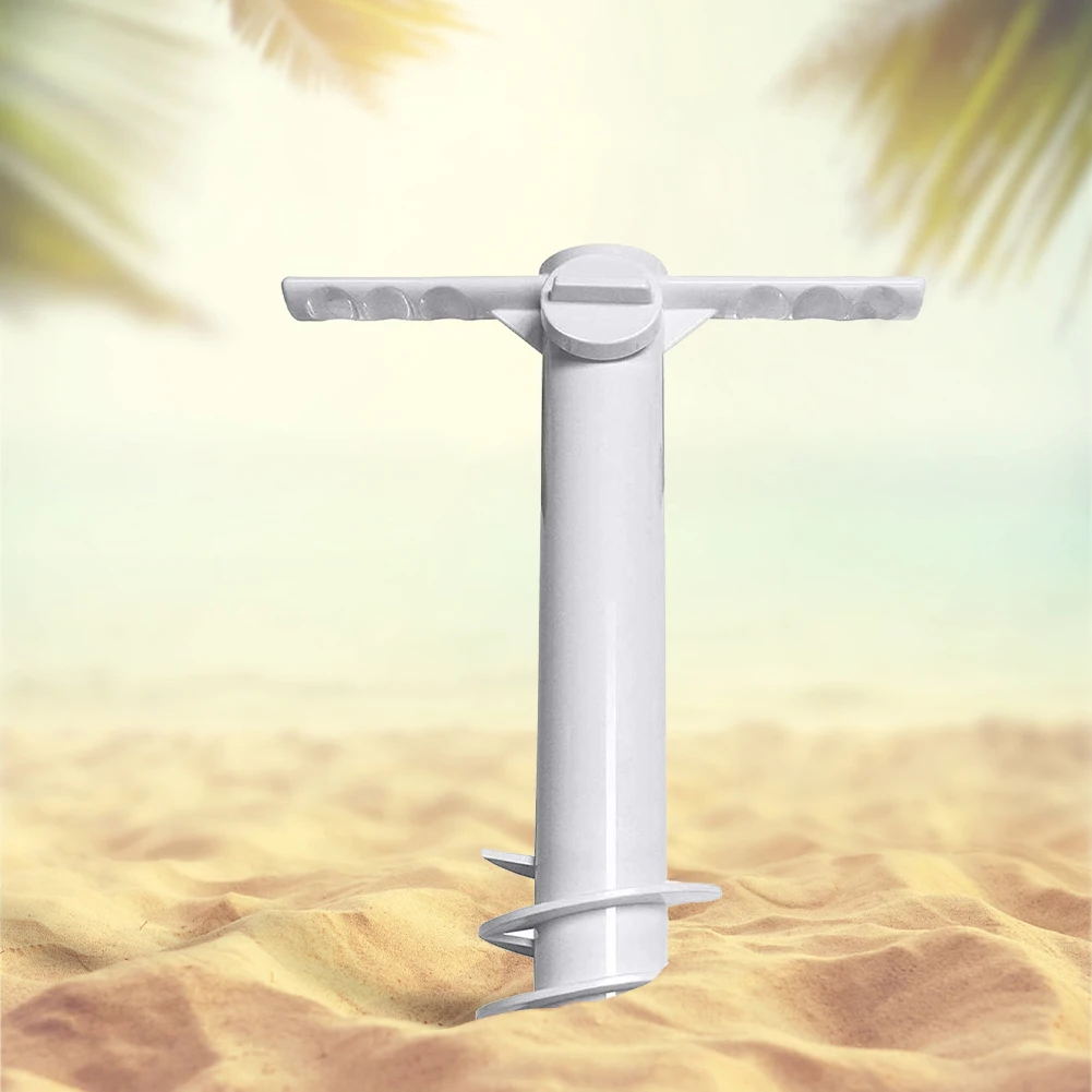 3/5 Spin Beach Umbrella Stand with Hook Inserts Spiral Umbrella Plug Windproof Umbrella Ground Anchor Outdoor Travel Accessories