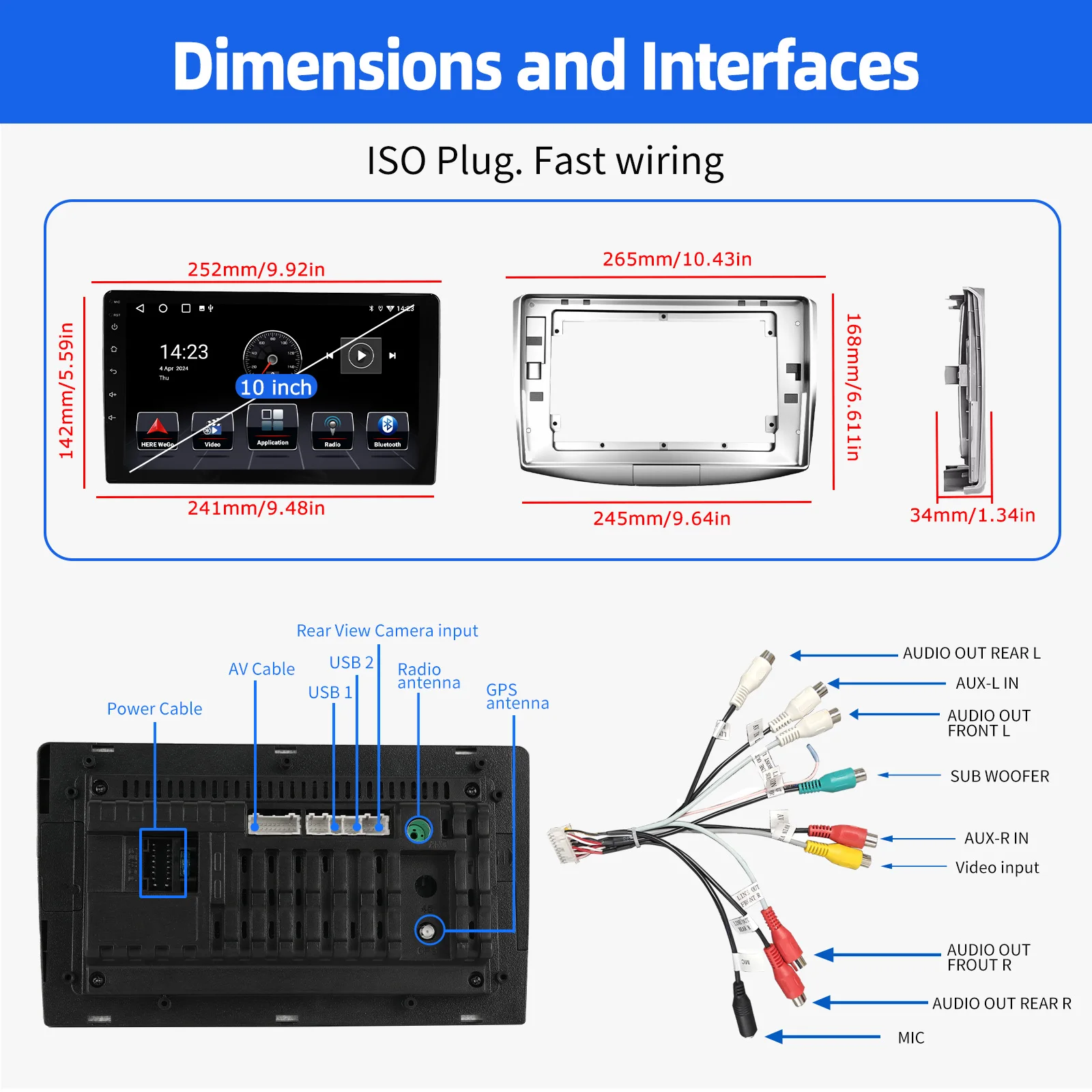ESSGOO 10"Android 15 4+64G For VW Passat B6 B7 CC Magotan 2010-15 Car Stereo Wireless Carplay GPS Navi Bluetooth RDS WIFI Radio