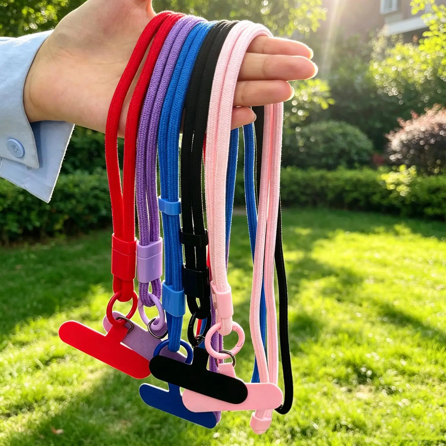 Universal Adjustable Cell Phone Lanyard with Charm Chain and Hanging Cord Clips