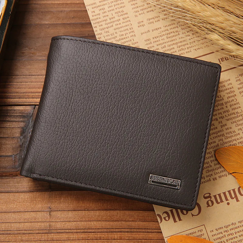 100% Genuine Leather Mens Wallet Premium Product Real Cowhide Wallets for Man Short Black Walet