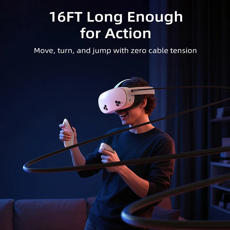 CABLETIME VR 링크 케이블 16FT(18W 충전 기능 포함) ? Meta Quest 3S/3/2/Pro, Oculus Quest, Pico 4, PC VR, Steam VR과 호환 가능