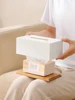 Japanese Style Simple Creative Bamboo Bottom Tissue Box Living Room Coffee Table Desktop Paper Box Household Napkin Storage Box 3