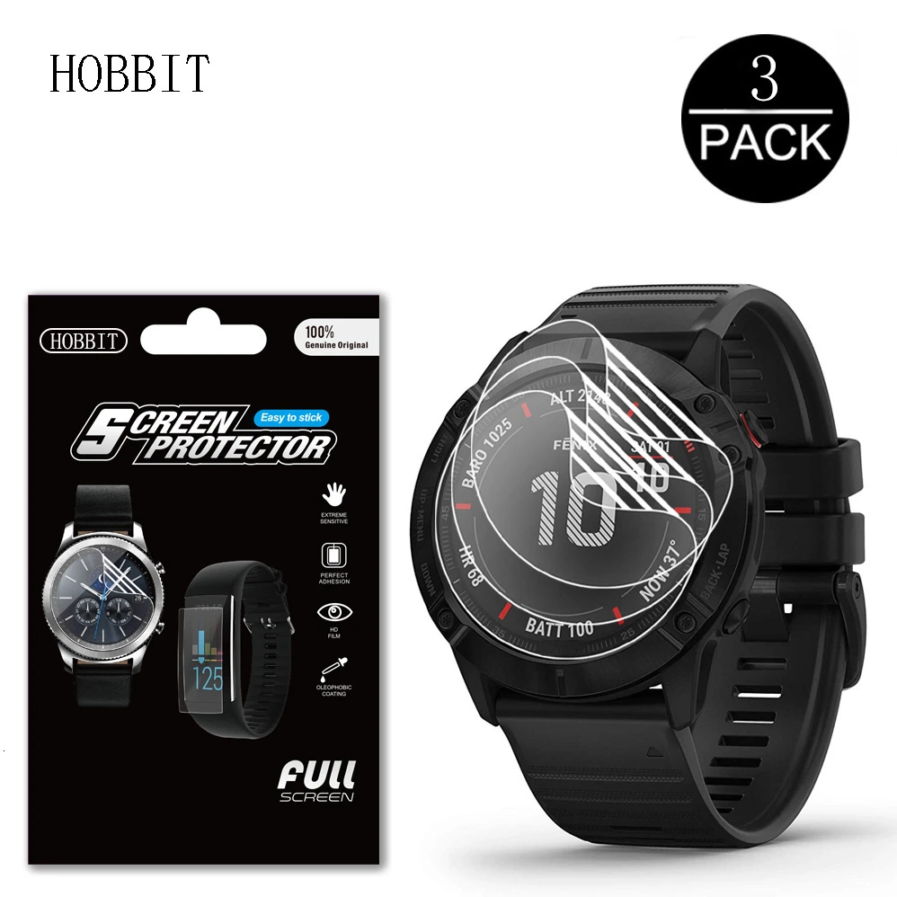 Pellicola In Tpu Antigraffio 3 Pezzi Per Garmin Fenix 6 6S 6X Pro 7 7S 7X Sapphire Solar Watch Hydrogel Soft Clear Full Screen Protector