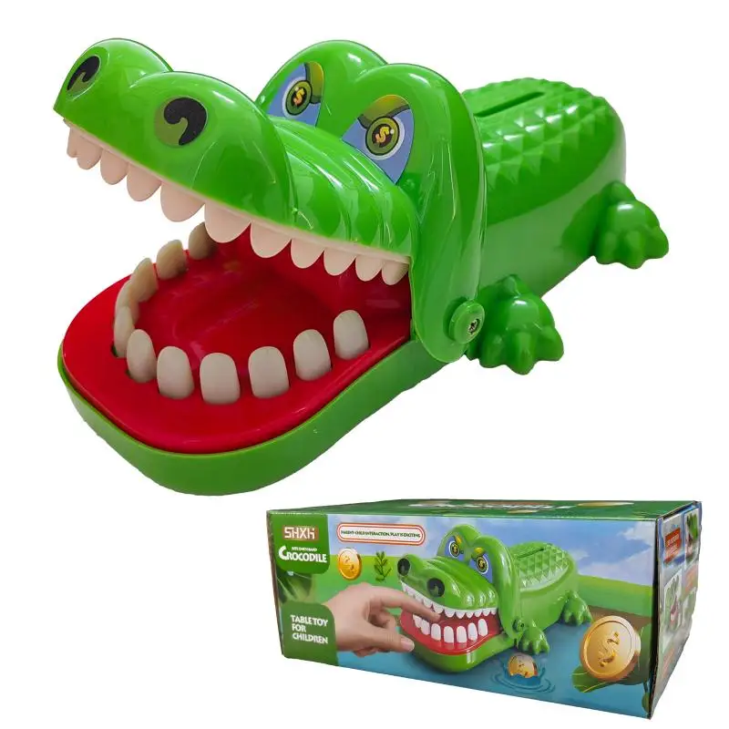 Crocodile piggy bank fingers bites teeth safe kids toy for coin saving and parent-child interaction