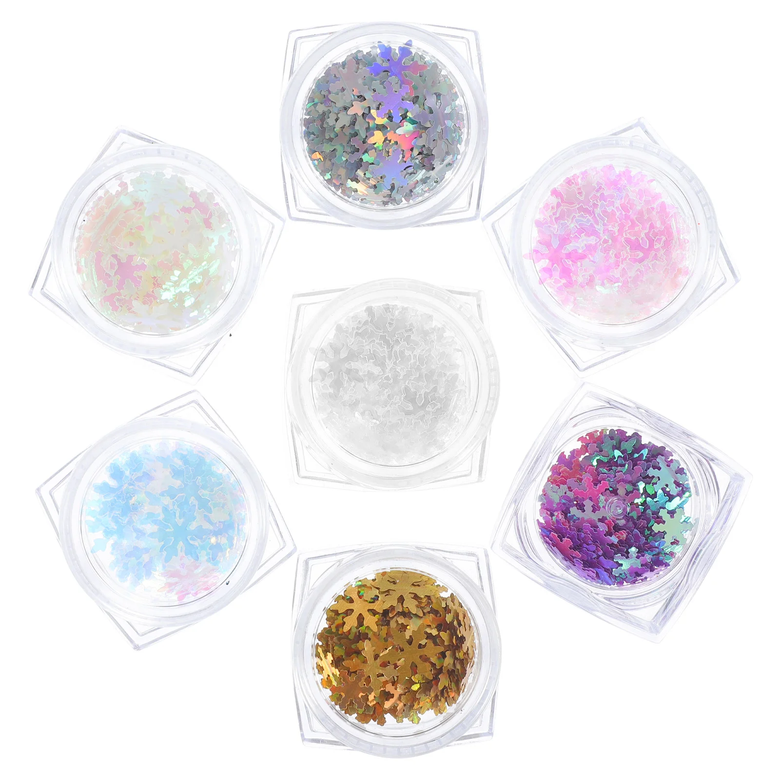 

7Pcs Snowflake Nail Sequin Christmas Nail Stickers, Christmas Nail Decals Snowflakes Glitter Nail Sequins for Nail Decoration