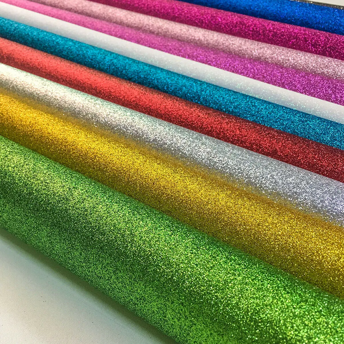 Iridescent Fine Glitter Vinyl Faux Leather Craft Fabric Roll - Sparkle Shiny Finish for DIY Projects, Bows, and Decor