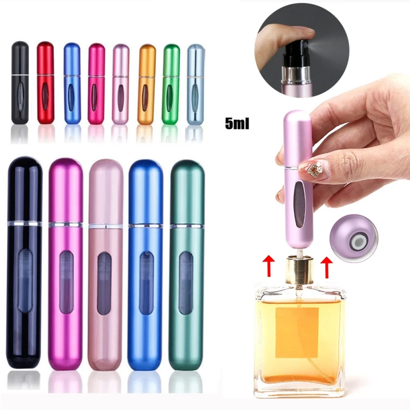 7pcs 5ml Travel Mini Refillable Perfume Atomizer Bottle, Portable Perfume Spray Bottle with Visual Design, Fine Mist No Leaking Refillable Perfume