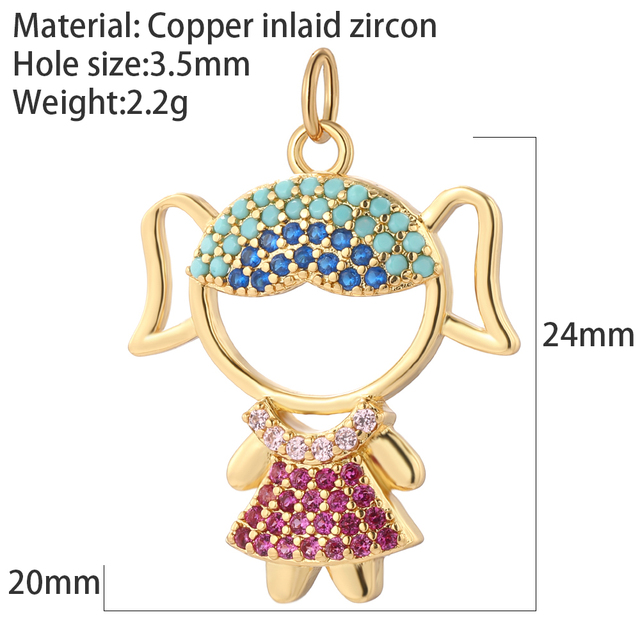 Family Gilr Boy Letter Charm for Jewelry Making Supplies Real Gold Plated CZ Dangle Diy Earring Necklace mama pendant