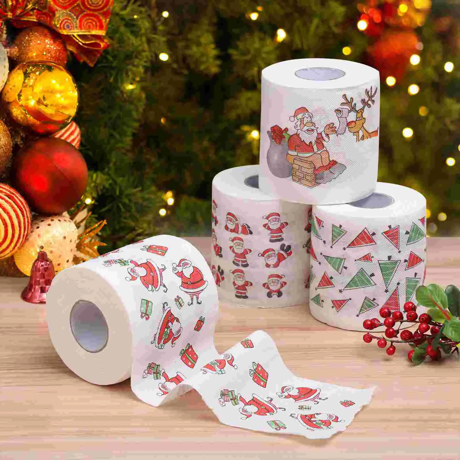 Christmas Toilet Paper Decoupage Napkins Crafts Printed Sanitary Tissue Party Supplies Gift Disposable Handkerchiefs Lot
