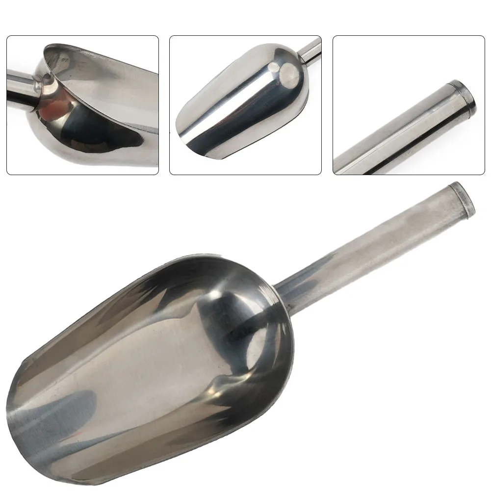 Description Picture 4 of itemStainless Steel Ice Scoop Party Bar Buffet Kitchen Sugar Flour Dry Goods Shovel Ice Cream Tools Food Measuring Scoop Shovel