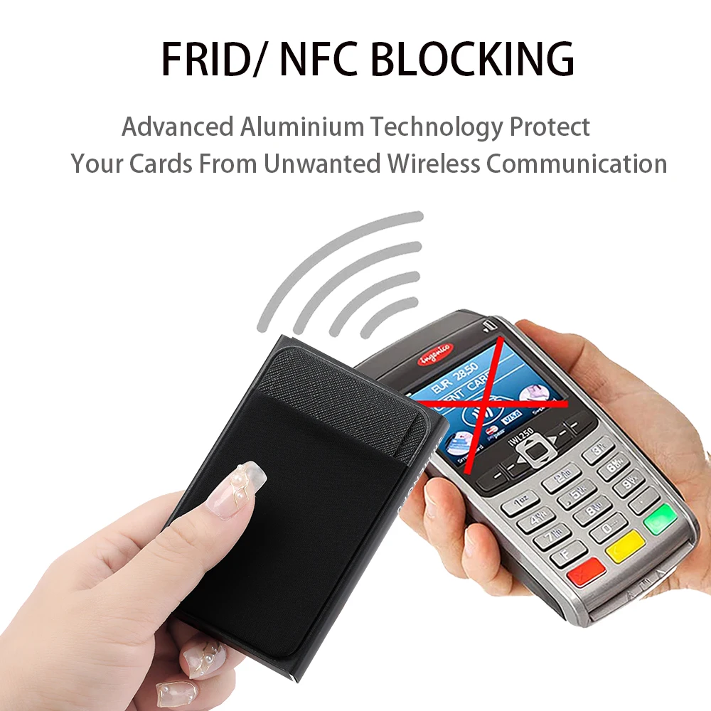 Thin Pop-out RFID Metal Card Holder Slim Aluminum Wallet Elasticity Back Pouch ID Credit Card Holder Travel Cardholder Purse leather wallet wallet card holder card holder credit card holder credit card wallet card wallet id card holder id card case wallet card bag document card wallet