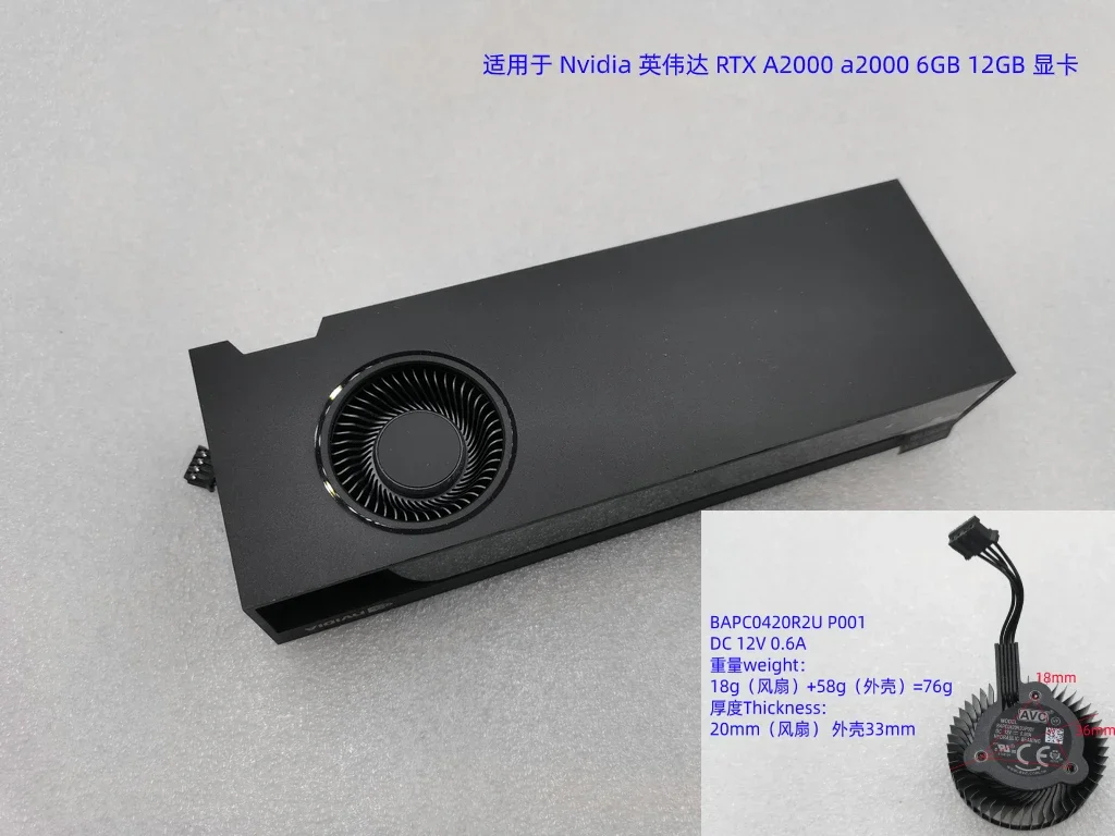Ventilador Original para Nvidia Quadro Substituição do Ventilador Cooler Rtx A2000 6gb 12gb Placa Gráfica e de Vídeo Pny Bapb0420b2up001